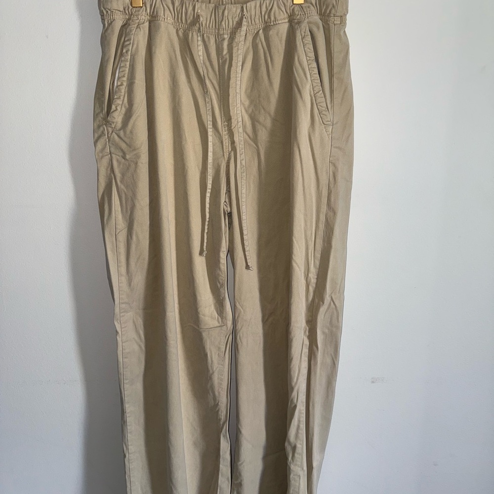 American Eagle Outfitters Beige Drawstring Wide Leg Pull-On Pants Medium - Picture 4 of 7